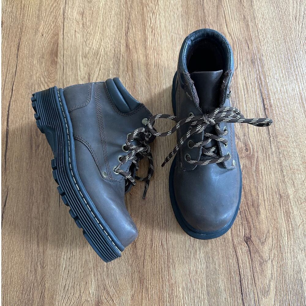 Vtg Lower East Side Brown Chunky Platform Boots Size 7